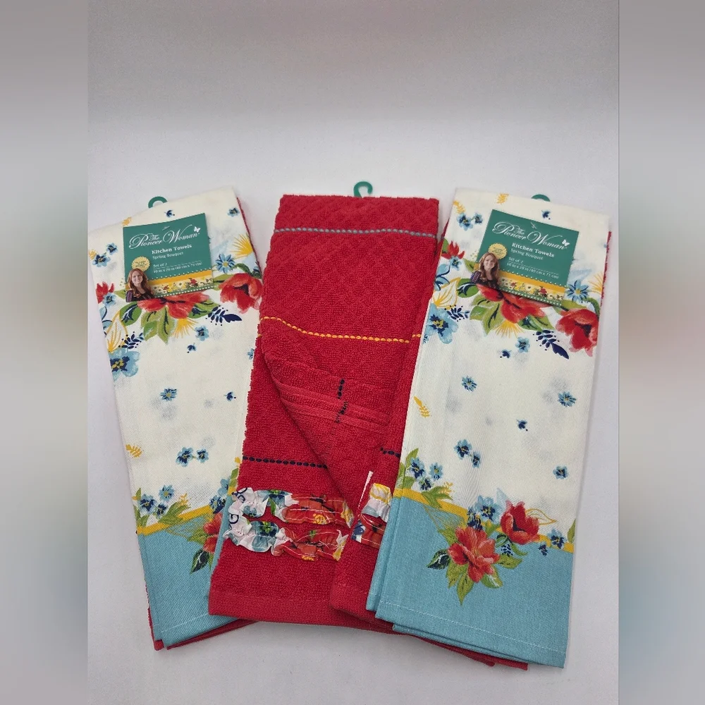 6 Set 2pc The Pioneer Woman Floral Kitchen Towels - Spring Bouquet